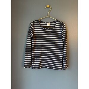 Hanna Andersson Striped Long Sleeve‎ Shirt Navy White Cotton